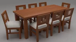 Acropolis Solid Wood Cushioned Eight Seater Dining Set  Low-poly  3D model