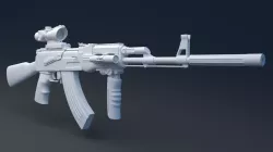 AK 47 customized with Acog sight High Poly 3D model
