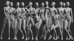 Animated Female Mesh - 14 poses Low-poly  3D model