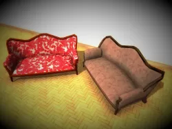 Antique Sofa LP PBR game ready 3x materials Low-poly  3D model