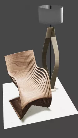 Armchair Pipo Chair And Lamp 3D model