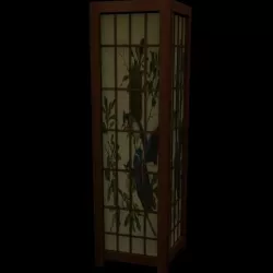 Asian Standing Lamp with Birds Pattern Gridded 3D model