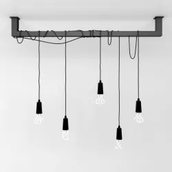 Cable bar pendant light with Original Plumen 001-light bulbs 3D model
