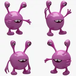 Cartoon Alien 002 3 POSE 3D model