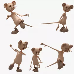 Cartoon Mouse 001 002 10 POSE 3D model