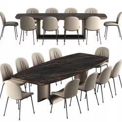 Cattelan italia Tina chair Dragon table set 3D model
