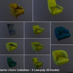 Chairs Collection Low-poly 3D model Low-poly  3D model