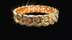 Cuban Link Bracelet with Diamonds 3D model
