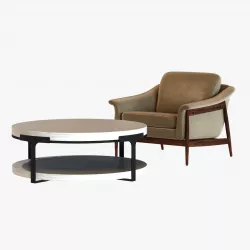  Danish Modern Club Chair and holly hunt tudor coctail table 3D model