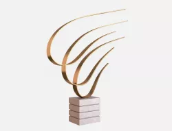 Dayday Modern White Marble and Gold Metal Ribbons Sculpture 3D model