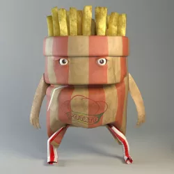 French Fry Hooligan Food creatures series Low-poly  3D model