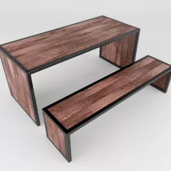 Garden furniture - table and bench 3D model
