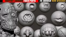 Horror  Zombie Face Parts VDM Brushes 3D model