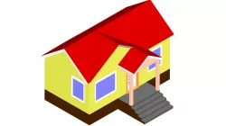 Isometric Modern Lowpoly House Residential Building Low-poly  3D model