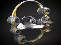 Jedi Starfighter Eta-2 with Hyperdrive Booster Ring 3D model