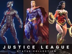 Justice League collectibles Statues 3D Model Collection