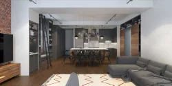 kitchen living dining 3D model