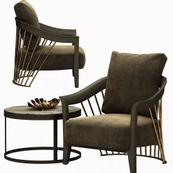 Longhi Dorothy armchair - Bis table set 3D model