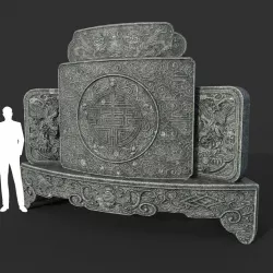Low poly Ancient Dragon Temple Element 02 Low-poly  3D model