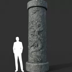 Low poly Ancient Dragon Temple Element 03 Low-poly  3D model