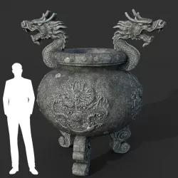Low poly Ancient Dragon Temple Element 12 Low-poly  3D model