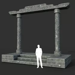 Low poly Ancient Dragon Temple Element 18 Low-poly  3D model