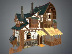 Low Poly Medieval House Low-poly  3D model