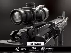 M16A4 and Acog Scope  - Model and Textures Low-poly  3D model