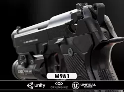 M9A1 Black and Chrome plus Flashlight - Model and Textures Low-poly 3D model