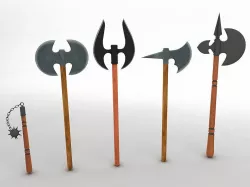 Medieval Weapons Pack Axe Mace Low-poly  3D model