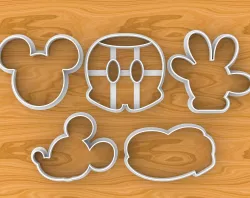 Mickey Mouse Cookie Cutter Set Head Hand Shoe and Pants 3D Model Collection
