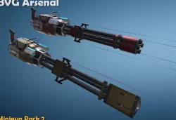 Minigun pack 2 Low-poly  3D model