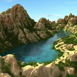 Mountain terrain with lake 3D model