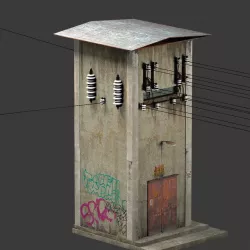 Old Electric Transformer Cabin 3D model