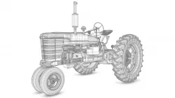 Old Tractor Model with Controllers 3D model