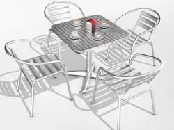 Pack bar coffee terrace  Low-poly  3D model