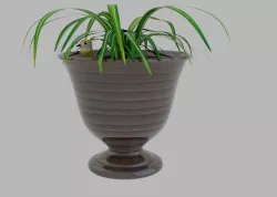 Pot plant with a bird 3D model