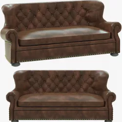 Restoration Hardware Churchill Leather Sofa with Nailheads 3D model