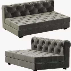 RH Modern Modena Chesterfield Leather Armless Sofa 3D model
