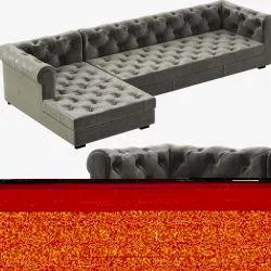 RH Modern Modena Chesterfield Leather Left-Arm Chaise Sectional 3D model