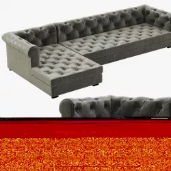 RH Modern Modena Chesterfield Leather U-Chaise Sectional 3D model