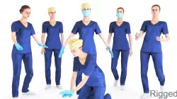 Rigged animated medical nurse 14 Low-poly  3D model