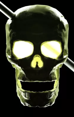 Skull broken by a road sign 3D model