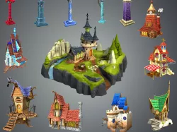 Stylized Fantasy Collection Low-poly  3D model