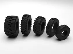 Tractor Tire SET - 5 Tires 3D Model Collection