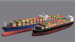 Two Cargo Ships Low-poly  3D model