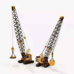 Two Crawler Cranes Low-poly  3D model
