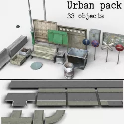 Urban Props low-poly pack Low-poly  3D model