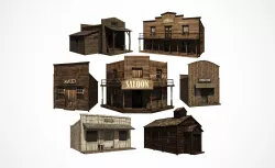 Western town building pack Low-poly  3D model