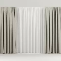 Wide beige curtains 3D model